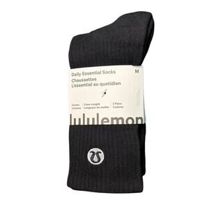 Lululemon Daily Essential Crew Socks 3-Pack Black Size M Unisex